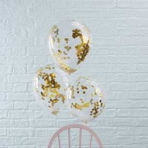 Gold Confetti Filled Balloons - Pick & Mix