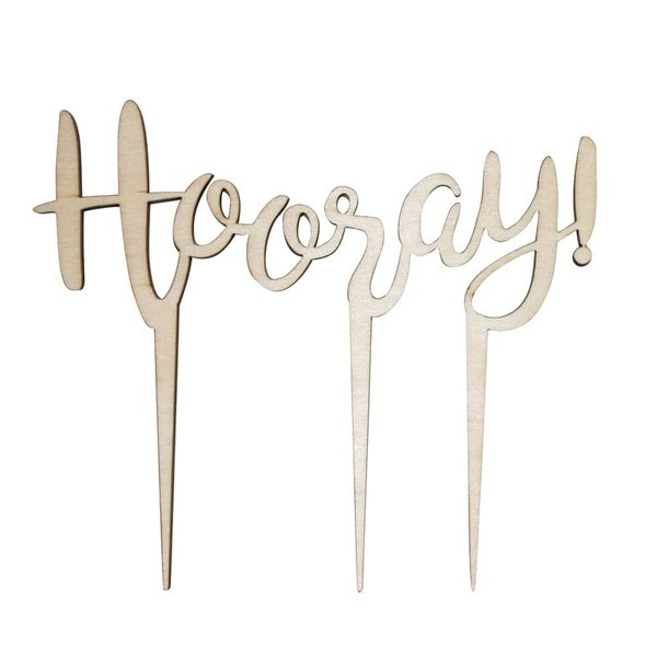 Hooray Wooden Cake Topper