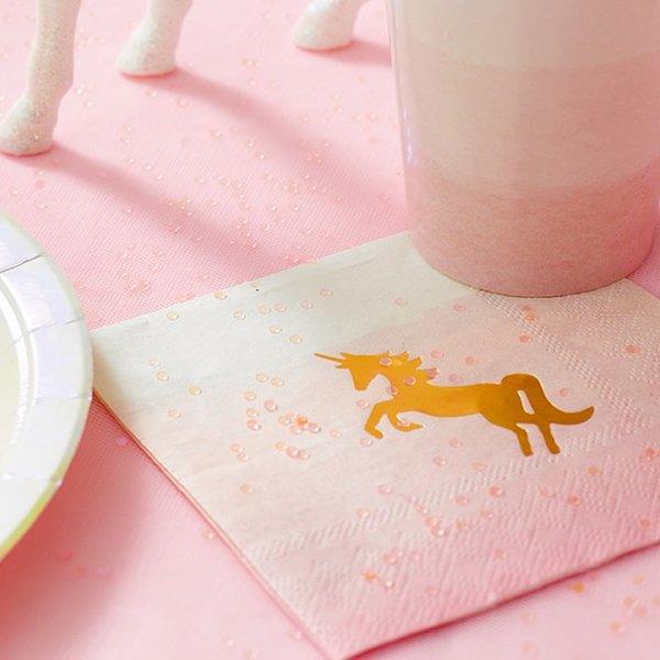 We ♥ Unicorn Ombre Mini Napkins - Girls Birthday Party