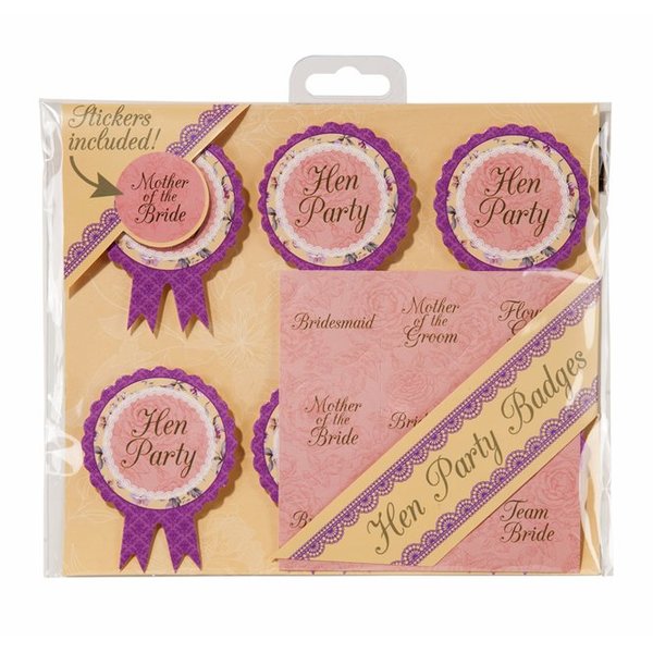 Pink Purple Hens Party Rosette Badges