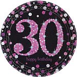 30th Birthday Pink Celebration Party Plates