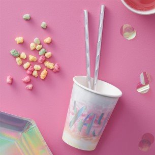 Rainbow & Iridescent YAY Paper Cups - Iridescent Party