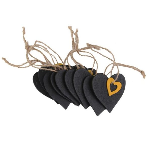 Mini Heart Shape Hanging Wooden Blackboard Gift tags 10pcs