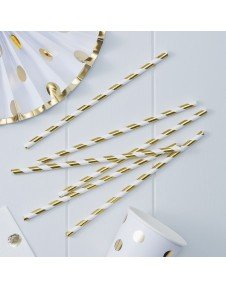 Gold Stripe Metallic Paper Straws