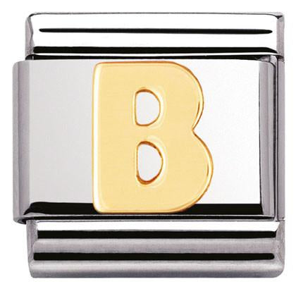 Classic LETTER,S/Steel,Bonded Yellow Gold Letter  B