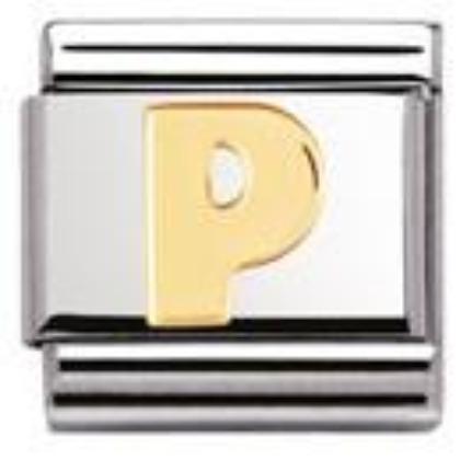 Classic LETTER,S/Steel,Bonded Yellow Gold Letter  P