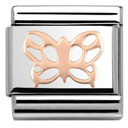 Classic S/Steel,9ct Rose Gold Butterfly