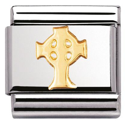 Classic CELTIC,S/steel,18k gold Celtic Cross