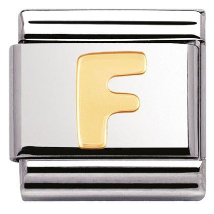 Classic LETTER,S/Steel,Bonded Yellow Gold Letter  F