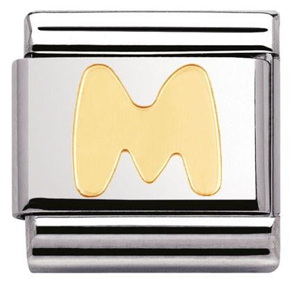 Classic LETTER,S/Steel,Bonded Yellow Gold Letter  M