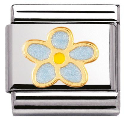 Classic S/Steel,enamel,18k gold Forget-me-nots