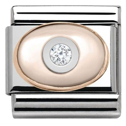 Classic MOTHER-OF-PEARL,CZ,S/Steel, 9k gold  PINK with WHITE CZ