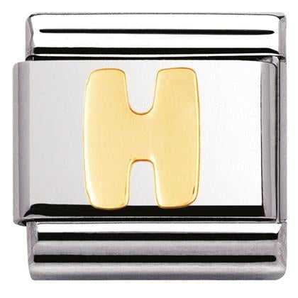 Classic LETTER,S/Steel,Bonded Yellow Gold Letter  H
