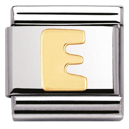 Classic LETTER,S/Steel,Bonded Yellow Gold Letter  E