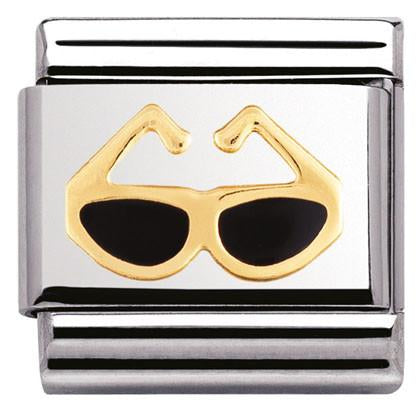 Classic S/steel,enamel & 18k gold Sunglasses