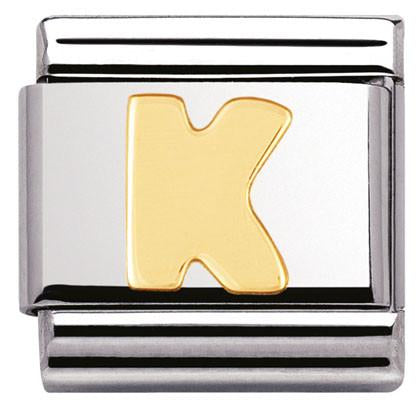 Classic LETTER,S/Steel,Bonded Yellow Gold Letter  K