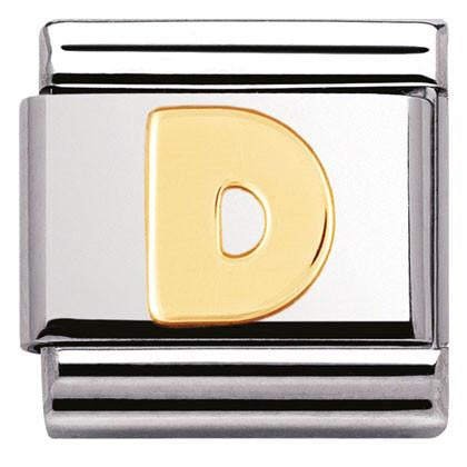 Classic LETTER,S/Steel,Bonded Yellow Gold Letter  D