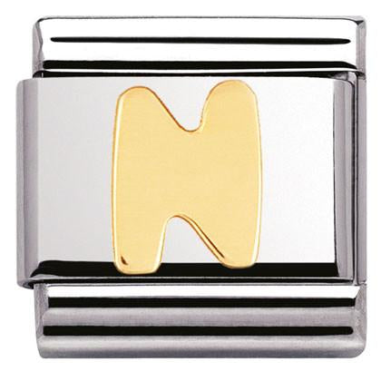 Classic LETTER,S/Steel,Bonded Yellow Gold Letter  N