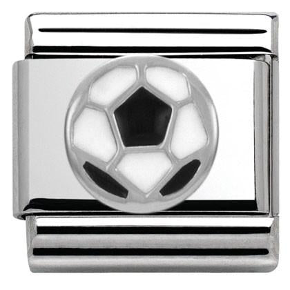 Classic,S/steel,enamel,silver 925 Football