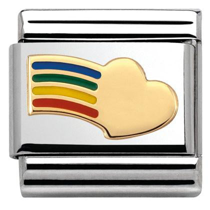 Classic LOVE 2 stainless steel? enamel and 18k gold Rainbow heart