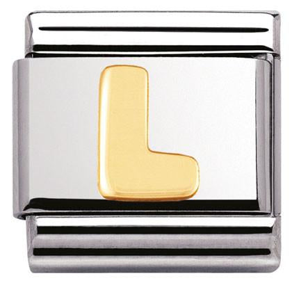 Classic LETTER,S/Steel,Bonded Yellow Gold Letter  L