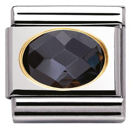 Classic FACETED CZ Black stainless steel and 18k gold