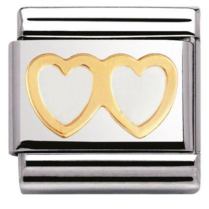 Classic Love.S/steel,enamel,18k gold, white Hearts