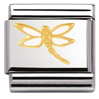 Classic NATURA,S/steel, enamel,18k gold Dragonfly