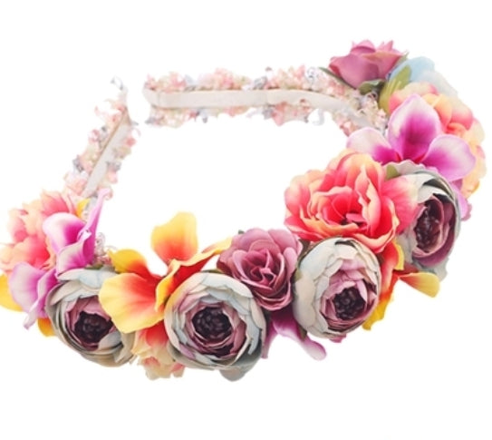 Vibrant multi colour flower hairband