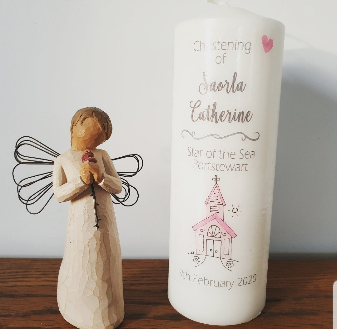 Personalised baby christening candle