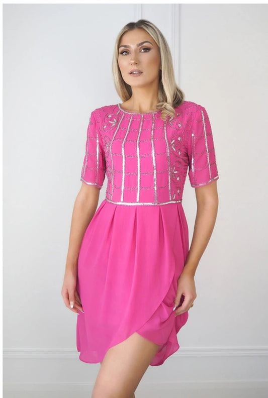 Cerise pink sequin dress