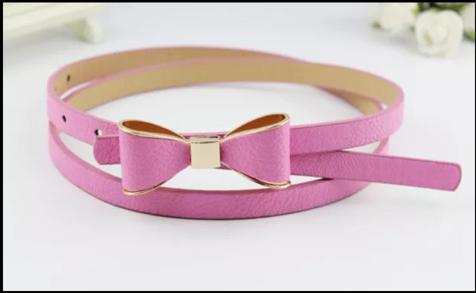 Colourful bow belt - baby pink