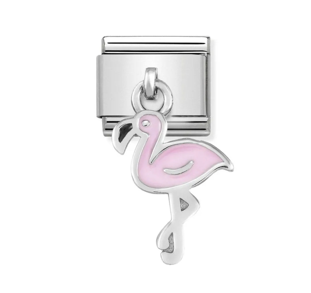 Classic Silver Flamingo Pendant Charm
