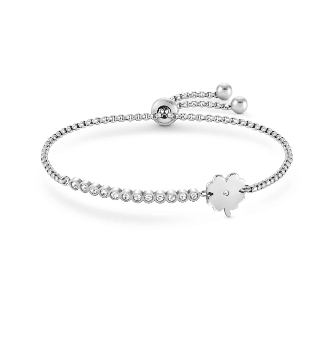 MILLELUCI bracelet,S/steel,CZ Clover