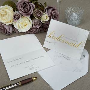 Scripted Marble Will You Be My Bridesmaid Cards