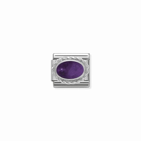 Silver Oval Amethyst Stone purple