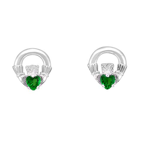 EMERALD CLADDAGH STUDS