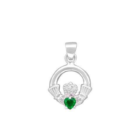 EMERALD CLADDAGH PENDANT AND CHAIN