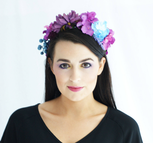 Purple and Blue Floral Crown