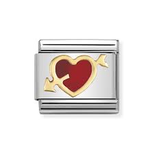 CLASSIC Gold Red Heart & Arrow Charm