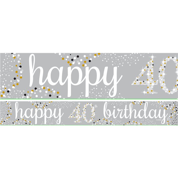 40th Birthday Paper Banners 1 design 1m each - 3 pack