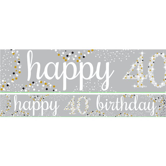 40th Birthday Paper Banners 1 design 1m each - 3 pack