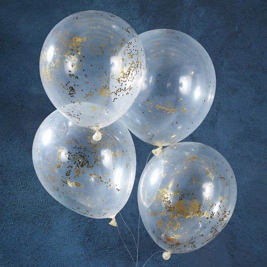 GOLD GLITTER STAR CONFETTI BALLOONS - GOLD