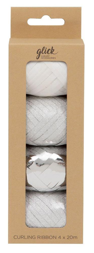 Pack of 4 Silver Curling Ribbon