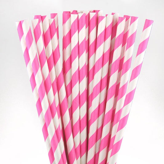 Hot Pink Striped straws