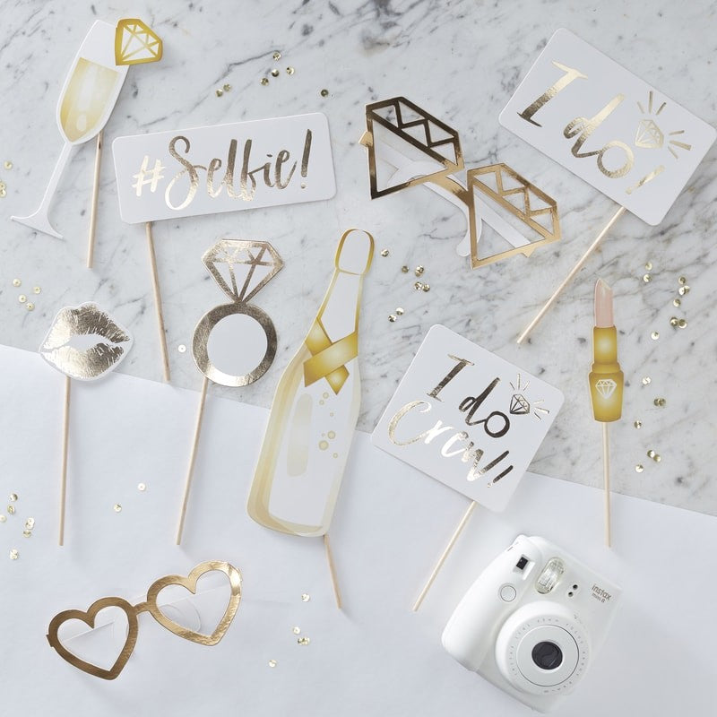 Gold Foiled Photo Booth Props - I Do Crew