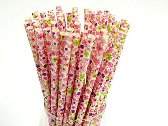 Floral Straws - various colours