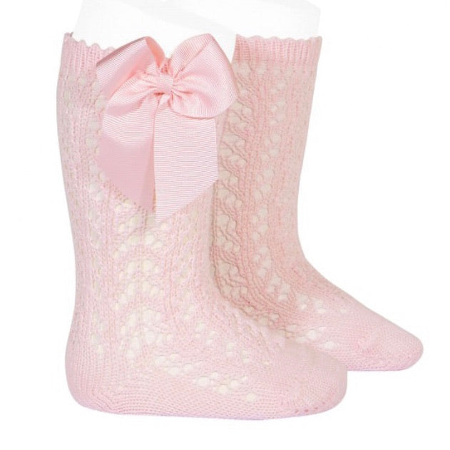 Condor Perle Open Work Knee Socks - Pink 500