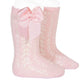 Condor Perle Open Work Knee Socks - Pink 500