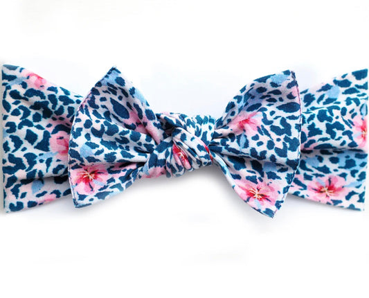 Little Bow Pip -  Navy Leopard Floral Pippa Bow